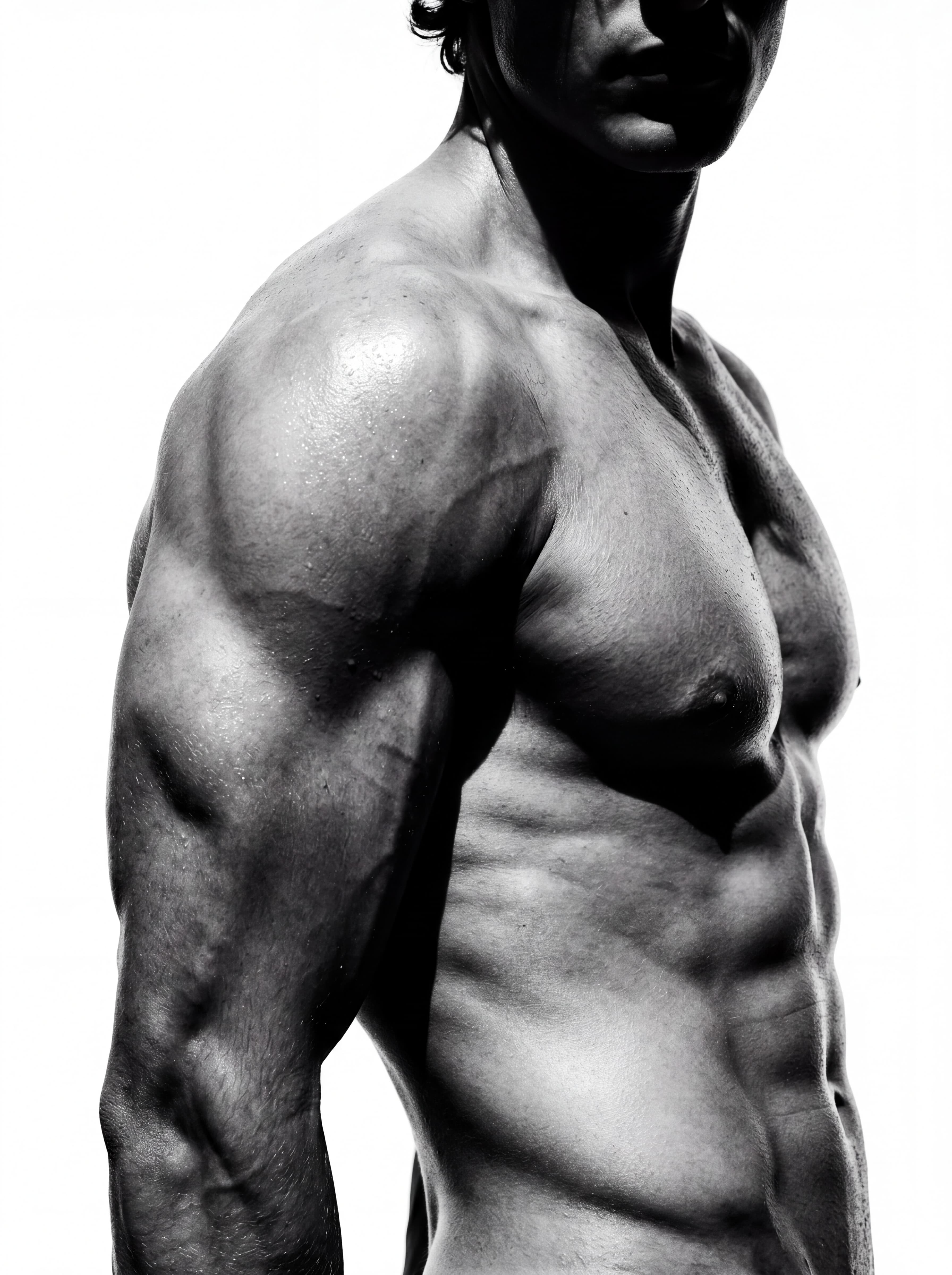 High-contrast editorial torso, definition visible